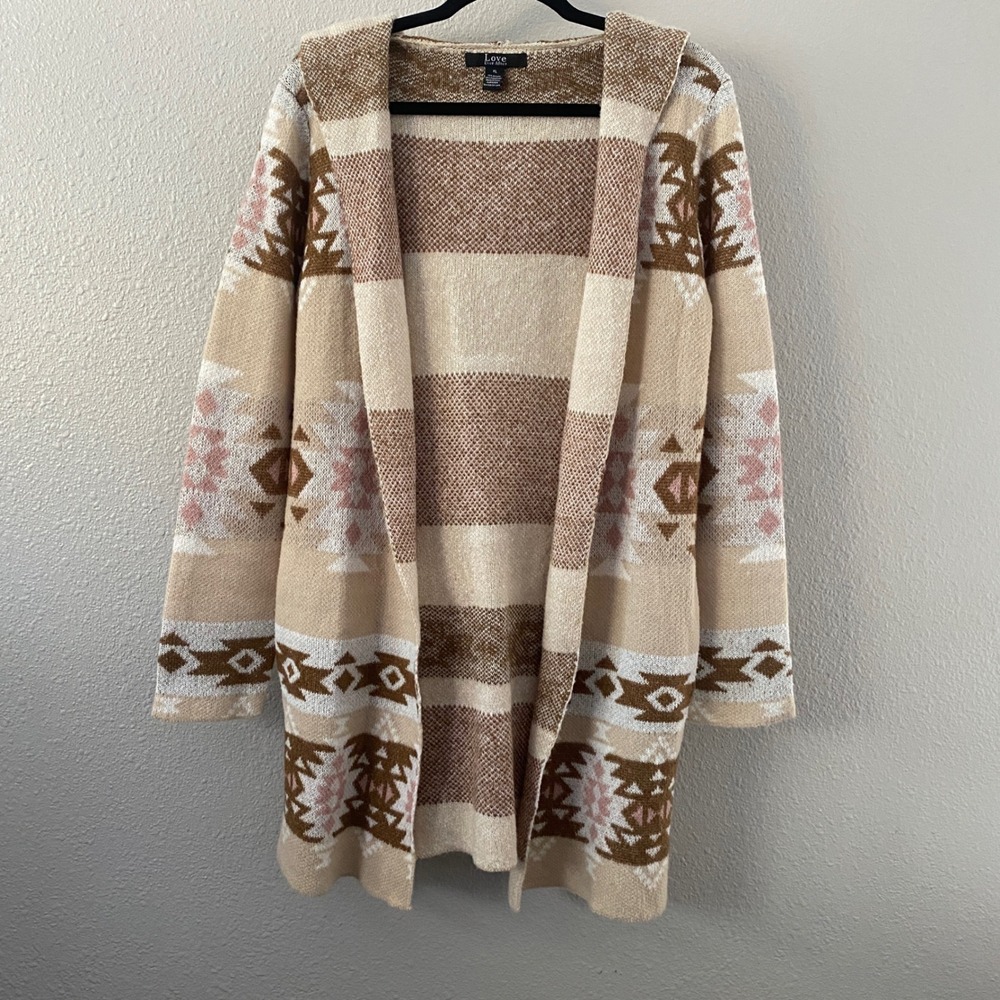 Love Ever After Aztec Cardigan XL Country Western Hooded Bohemian Boho Hippie